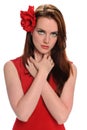 Beautiful Young Woman With Red Rose Royalty Free Stock Photo