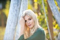 Beautiful young woman relaxing and enjoying summer. Beauty thoughtful pensive girl portrait. Pretty lady enjoying summer Royalty Free Stock Photo