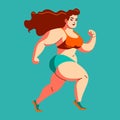 Beautiful young woman runs. Bright flat workout sport illustration