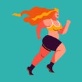 Beautiful young woman runs. Bright flat workout sport illustration