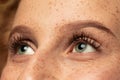 Beautiful young woman`s eyes close-up, perfect skincare concept Royalty Free Stock Photo