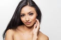 Beautiful young woman`s face and bare skin Royalty Free Stock Photo