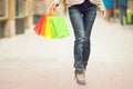 Beautiful young woman shopping in the city, mall with shopping bag Royalty Free Stock Photo