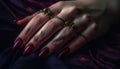 Beautiful young woman showcases elegant nail art in studio shot generated by AI