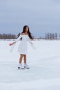 Beautiful young woman on skates Royalty Free Stock Photo