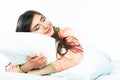 Beautiful young woman sleep in bed. Royalty Free Stock Photo