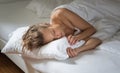 Beautiful young woman sleeping on bed Royalty Free Stock Photo
