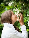 Beautiful young woman smelling Royalty Free Stock Photo