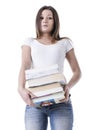 Beautiful Young Woman Holding Books Royalty Free Stock Photo