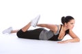 Beautiful young woman stretch exercising on floor Royalty Free Stock Photo