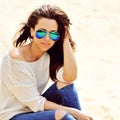 Beautiful young woman in sunglasses - outdoor Royalty Free Stock Photo