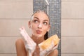 Beautiful young woman taking shower Royalty Free Stock Photo