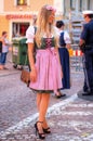 Beautiful young woman in traditional Austrian costume