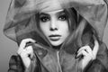 Beautiful young woman under veil. beautiful girl Royalty Free Stock Photo