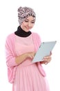 Beautiful young woman using tablet computer Royalty Free Stock Photo