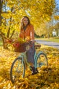 Beautiful young woman on a vintage bike Royalty Free Stock Photo