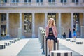 Beautiful young woman walking in Paris Royalty Free Stock Photo