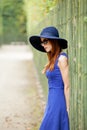Beautiful young woman walking in the park, versailles Royalty Free Stock Photo