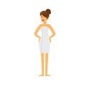 Beautiful young woman wearing bath towel, sauna or spa procedures colorful vector Illustration Royalty Free Stock Photo