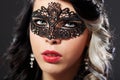 Beautiful young woman wearing a face masque