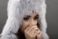 Beautiful Young Woman wearing Fur Hat. Royalty Free Stock Photo