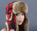 Beautiful Young Woman wearing Fur Hat Royalty Free Stock Photo