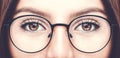 Beautiful young woman wearing glasses. Close up shot. Royalty Free Stock Photo