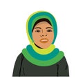 A beautiful young woman wearing green hijab.