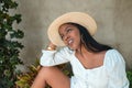 Beautiful Young Woman Wearing A Hat On A Sunny Day Royalty Free Stock Photo