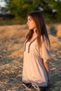 Beautiful young woman wearing national ukrainian clothes posing Royalty Free Stock Photo