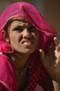 Beautiful young woman wearing Rajasthani traditional