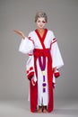 Beautiful young woman in white kimono Royalty Free Stock Photo