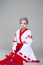 Beautiful young woman in white kimono Royalty Free Stock Photo