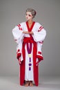 Beautiful young woman in white kimono Royalty Free Stock Photo