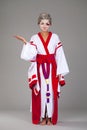 Beautiful young woman in white kimono Royalty Free Stock Photo