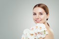 Beautiful young woman with white orchid flower Royalty Free Stock Photo