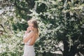 Beautiful young woman in a white romantic dress Royalty Free Stock Photo