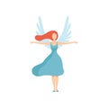 Beautiful Young Woman with Wings, Freedom, Civil Rights, Independence Vector Illustration