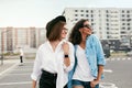 Beautiful Young Women In Casual Clothes Having Fun Outdoors Royalty Free Stock Photo