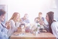 Women having lunch break