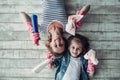 Mom with daughter doing cleaning