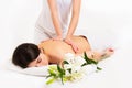 Beautiful young woman on spa massage. Massage and spa care