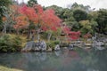 Beautiful zen garden in Tenryuji temple in Arashiyama, Kyoto, Japan Royalty Free Stock Photo