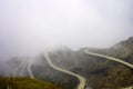 THE BEAUTIFUL ZIG ZAG ROAD WITH CLOUDY WEATHER IN SILK ROUTE SIKKIM Royalty Free Stock Photo