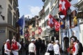 Beautifull decorated old town of ZÃÂ¼rich a t the traditional cultural SechselÃÂ¤uten ceremony