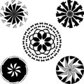Beautifull monochrome black and white set of floral leaves and abstract Floral art, isolated