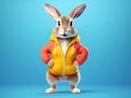 beautifull rabbit with clothes of gym and fitness workout