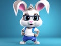 beautifull rabbit with clothes of gym and fitness workout