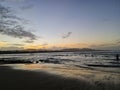 Beautifull tropical beach during sunset with colorfull skies