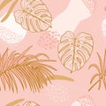 Beautifull tropical leaves branch seamless pattern design. Tropical leaves, monstera leaf seamless floral pattern background.
